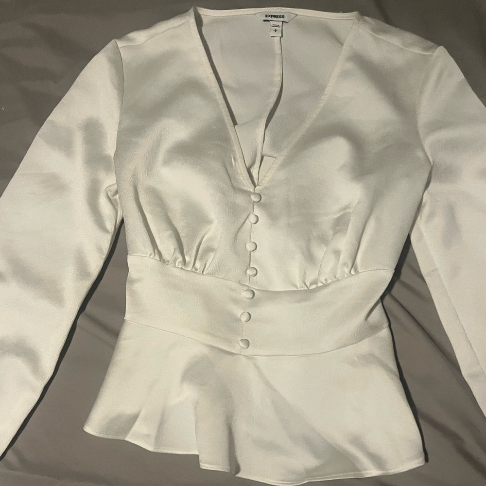 Express White Button-Down Top - image 1